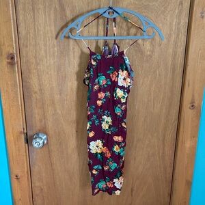 Floral Midi Dress in Burgundy